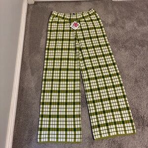 Lesley Evers JULIA knit pant in olive plaid